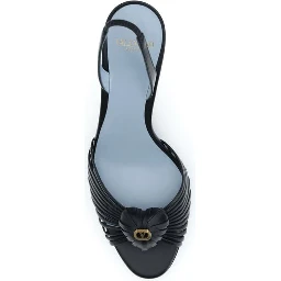 Black Calf Leather Bos Taurus Stiletto Heel Sandals