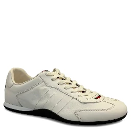 Web-detail leather sneakers