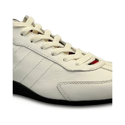 Web-detail leather sneakers