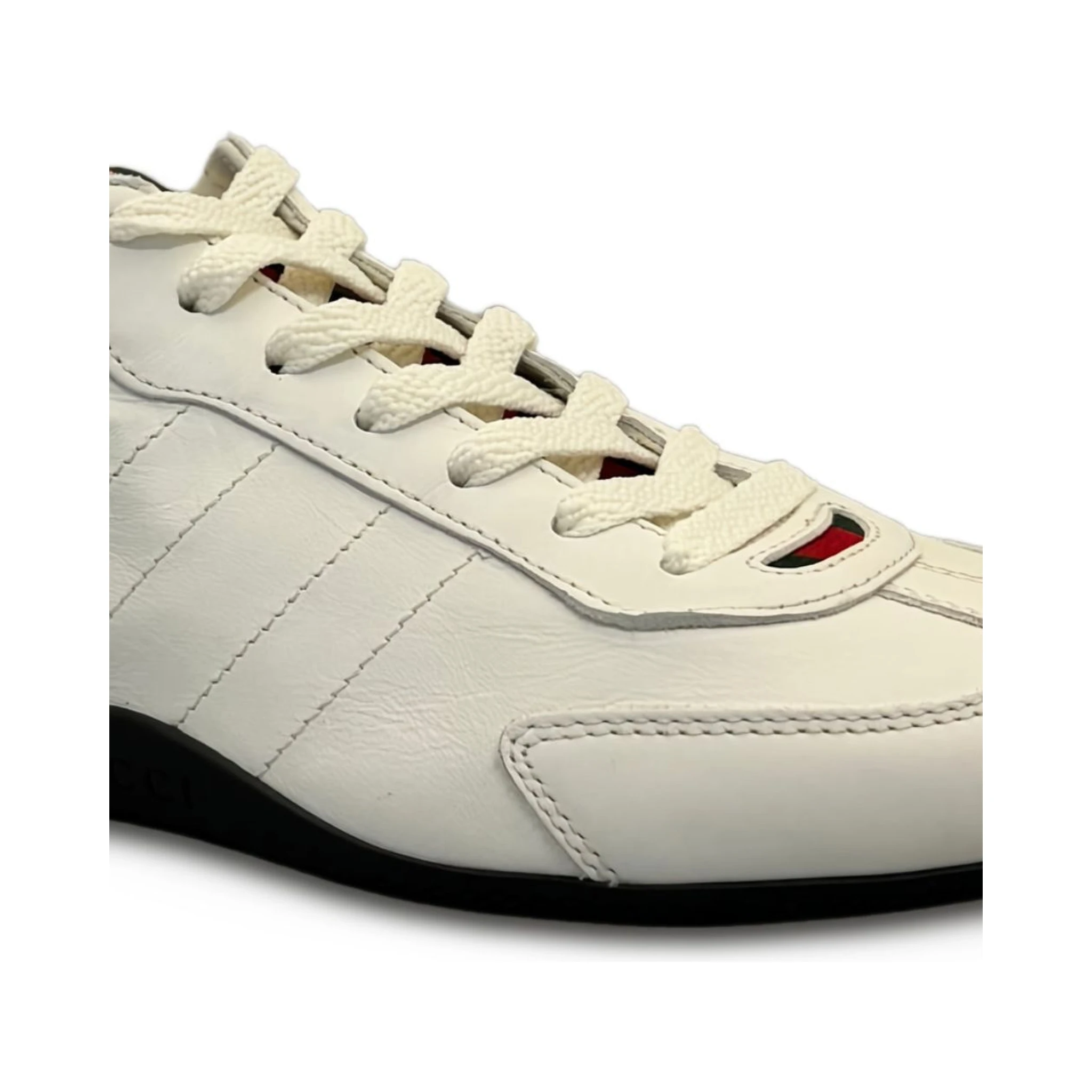 Web-detail leather sneakers