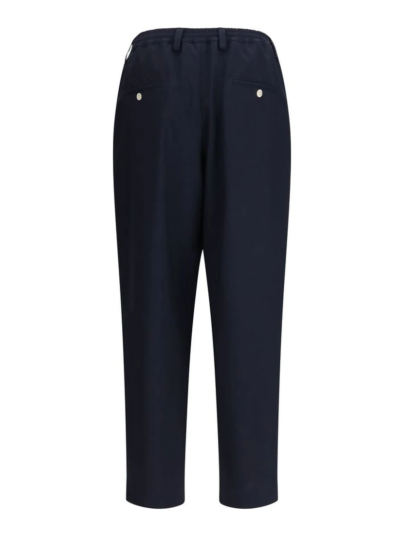 Blue Merino Wool Casual Pants