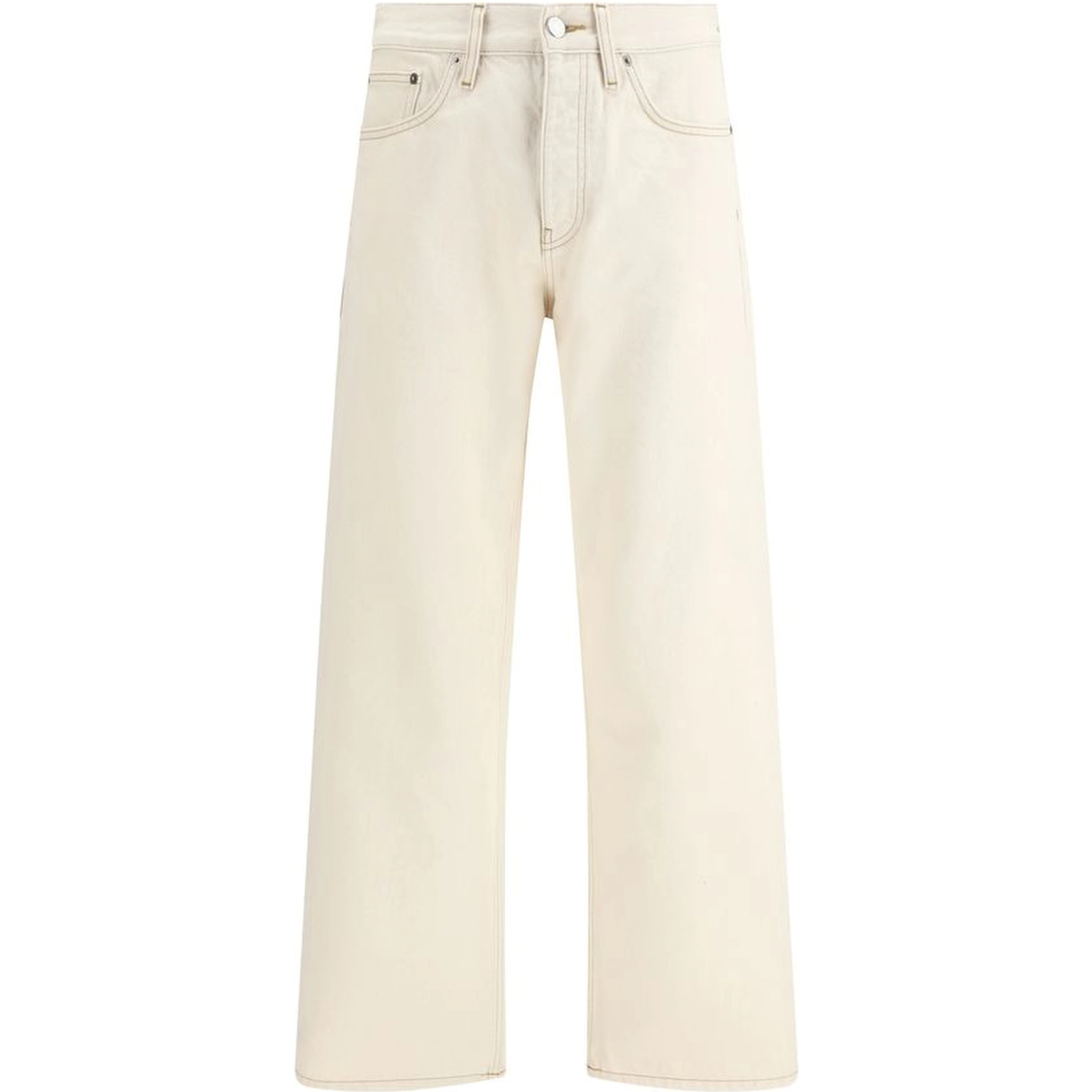 Cream Cotton Relaxed Fit Jeans