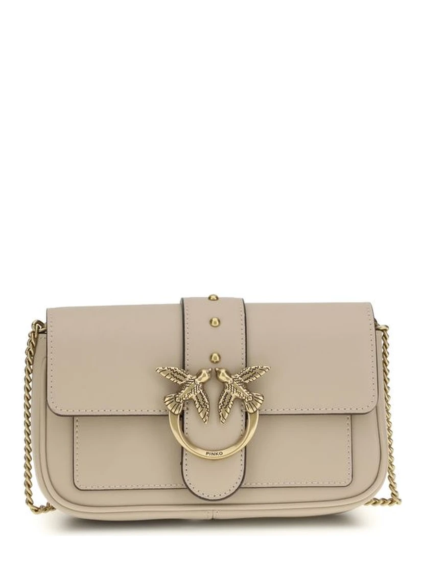 Beige Calf Leather Bos Taurus Shoulder Bag