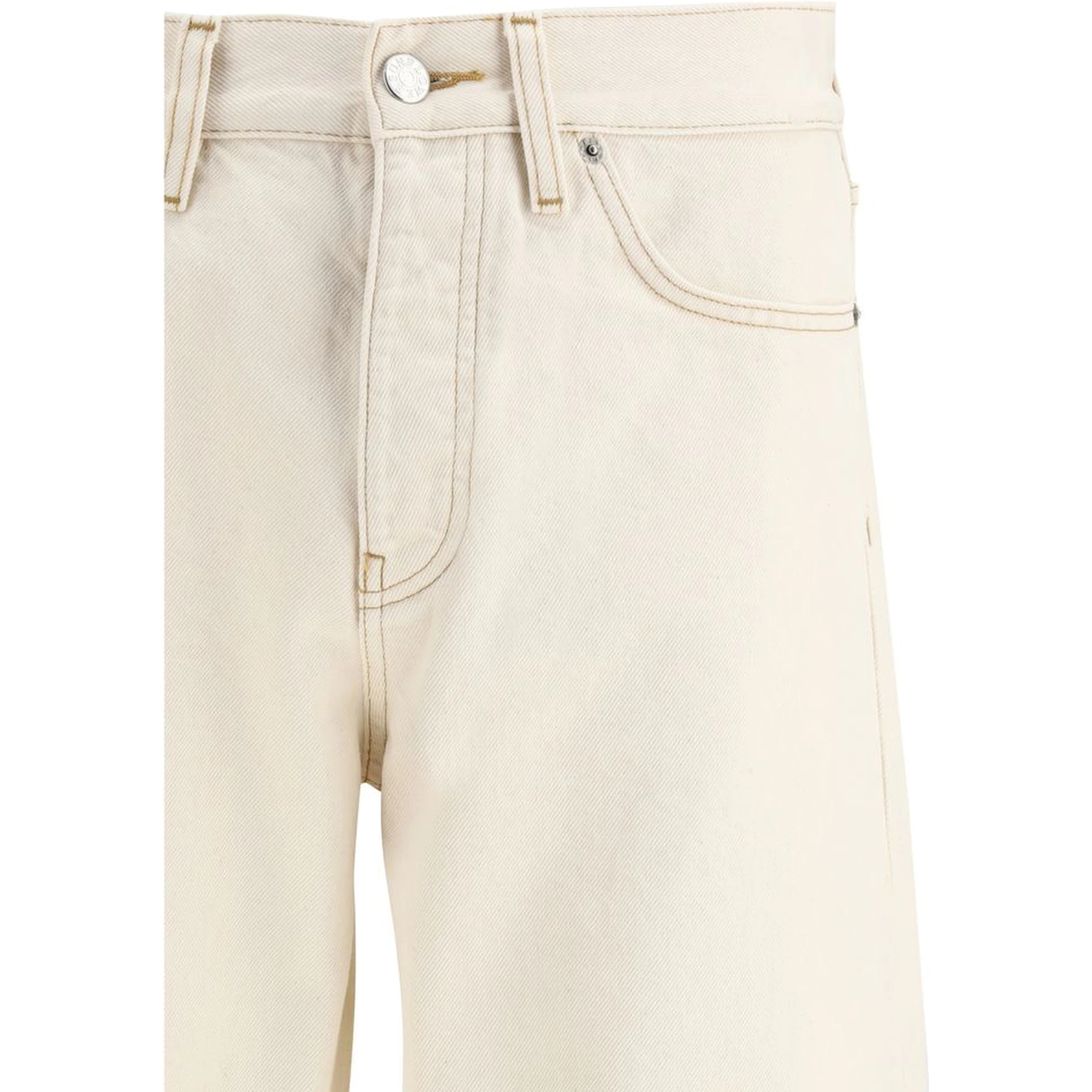 Cream Cotton Relaxed Fit Jeans
