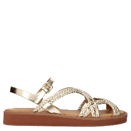 Gold Polyethylene Flat Sandals