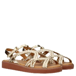 Gold Polyethylene Flat Sandals