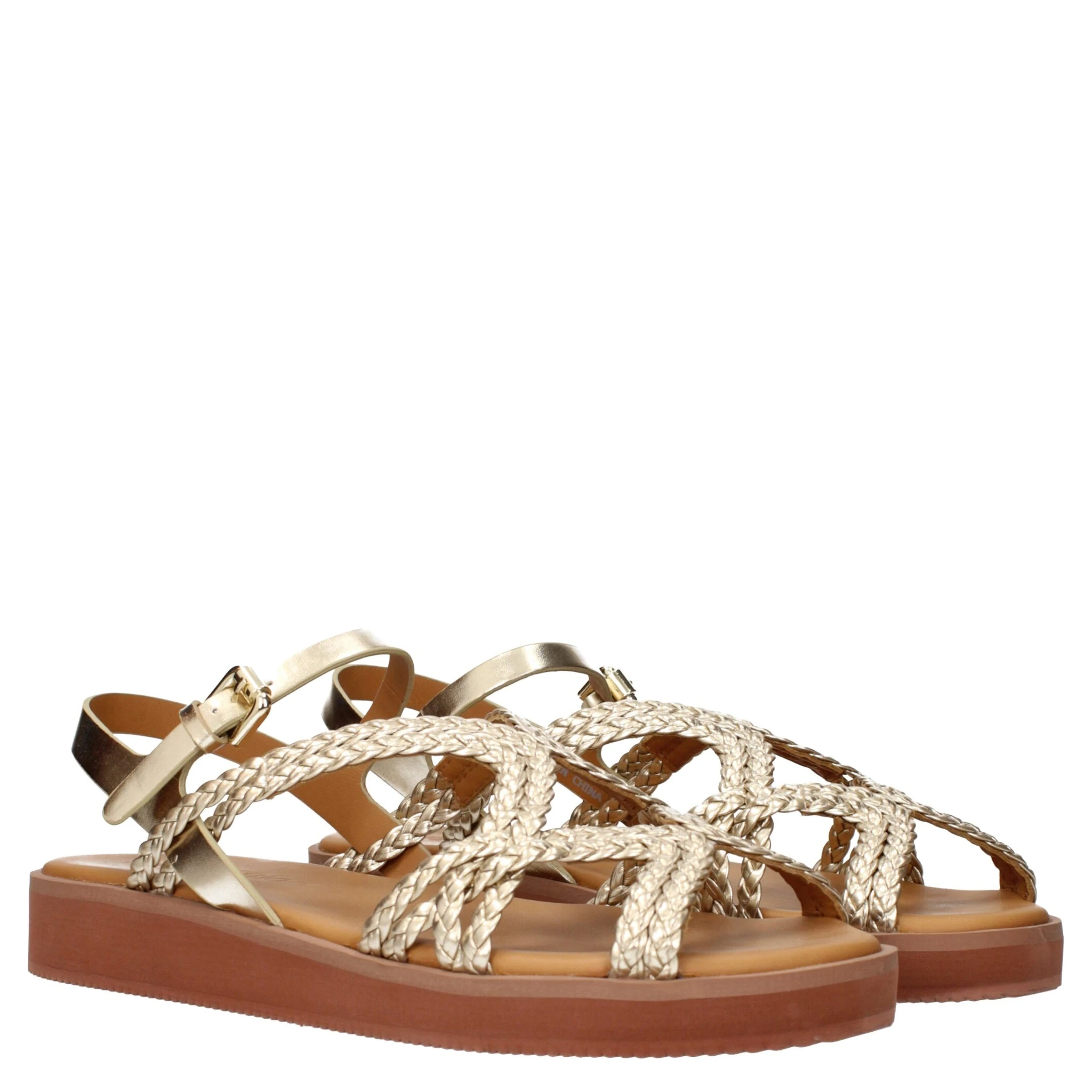 Gold Polyethylene Flat Sandals