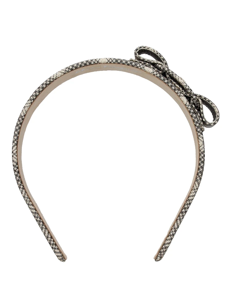 Beige Leather Hair Bow