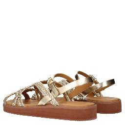 Gold Polyethylene Flat Sandals