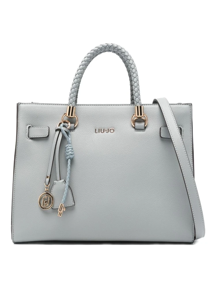 braided-handle charm-detail tote bag
