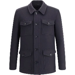 Blue Fleece Wool Coat