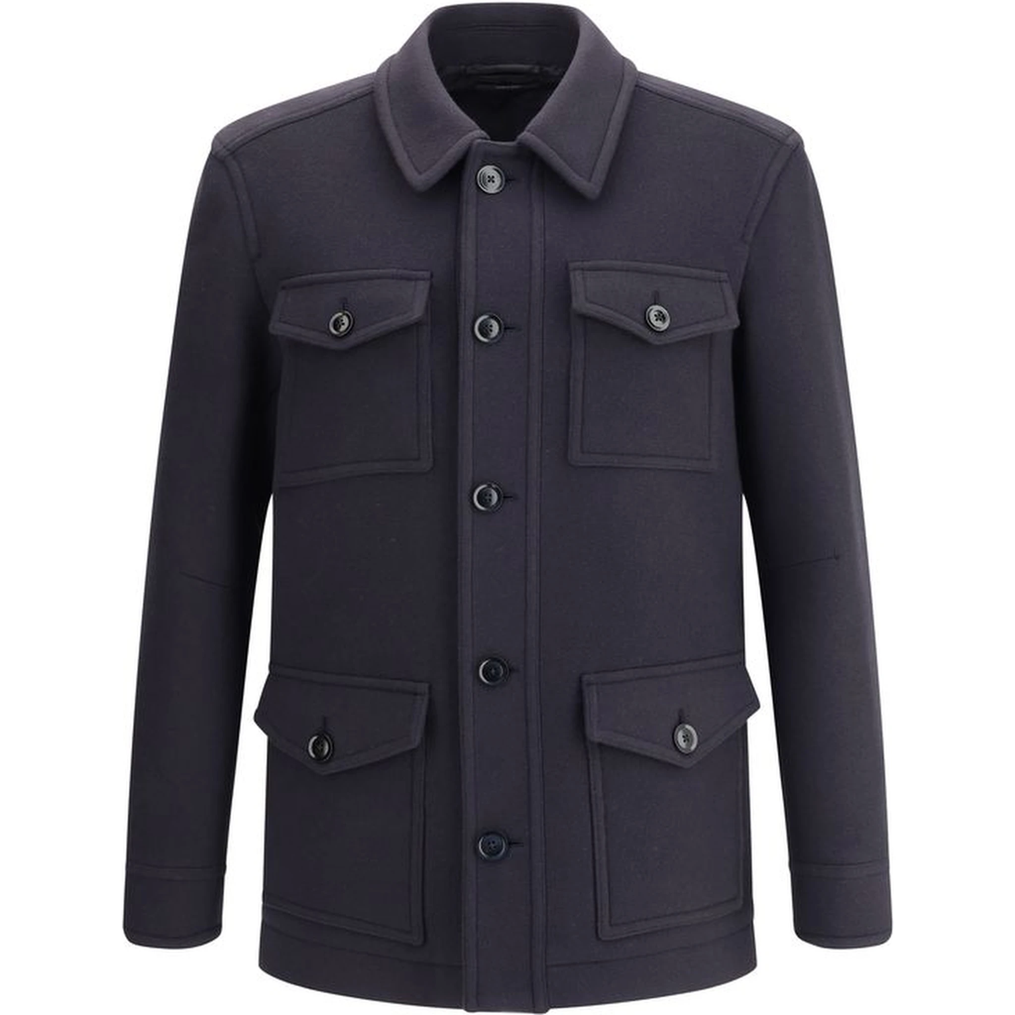 Blue Fleece Wool Coat