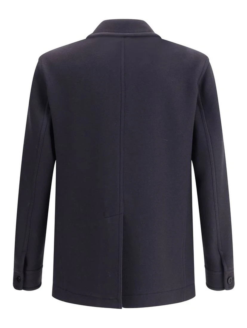 Blue Fleece Wool Coat