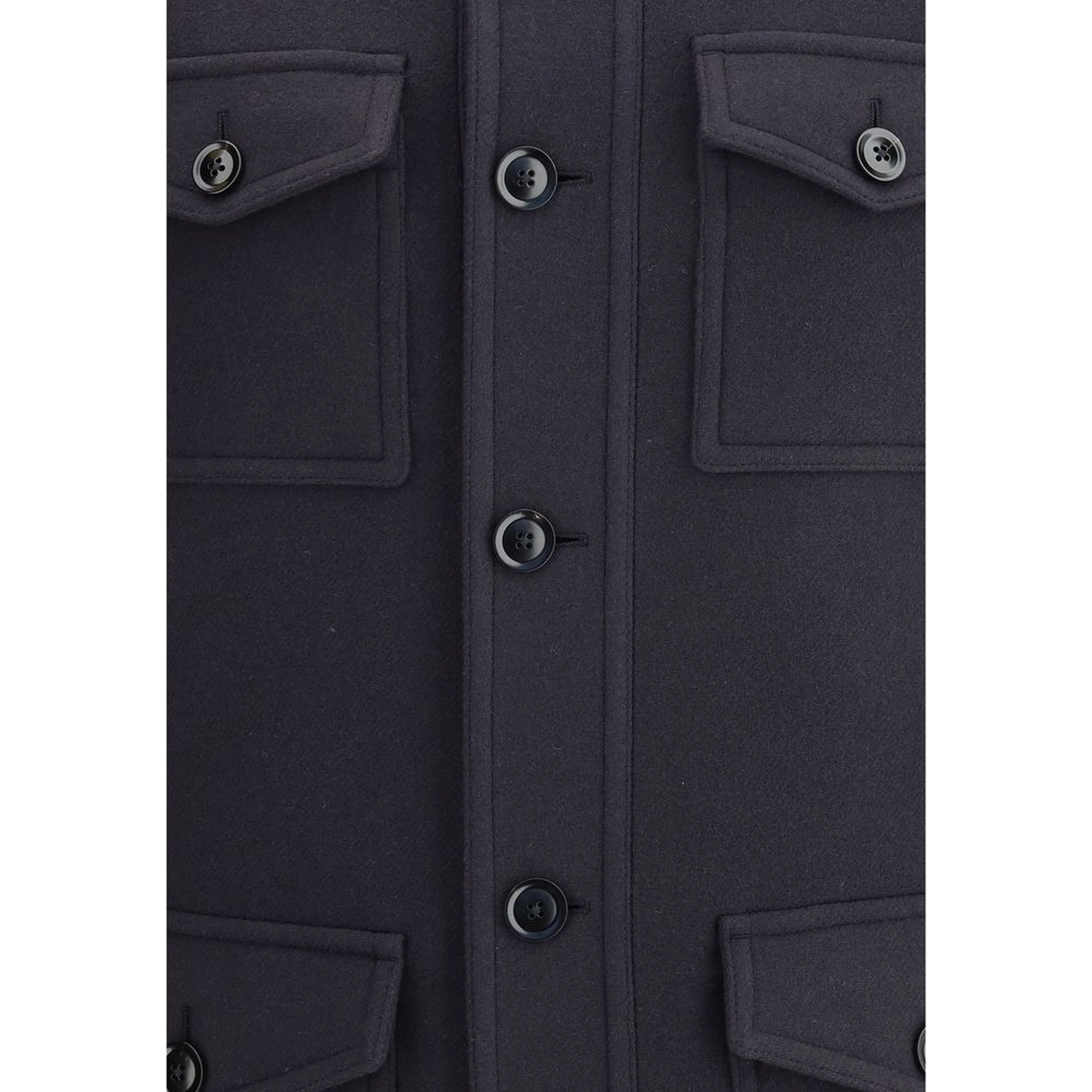 Blue Fleece Wool Coat