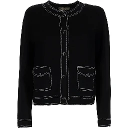 TOPSTITCHED CARDIGAN