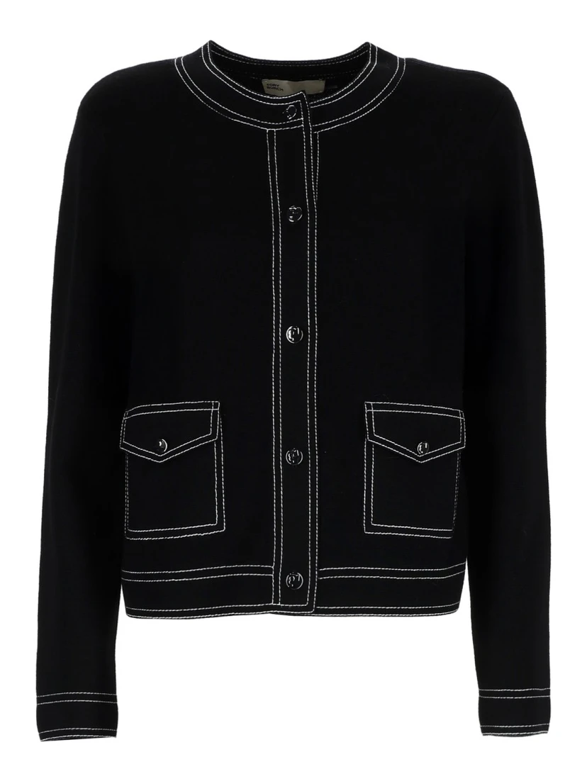 TOPSTITCHED CARDIGAN