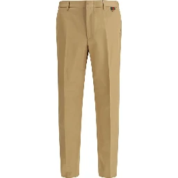 Beige Cotton Casual Pants