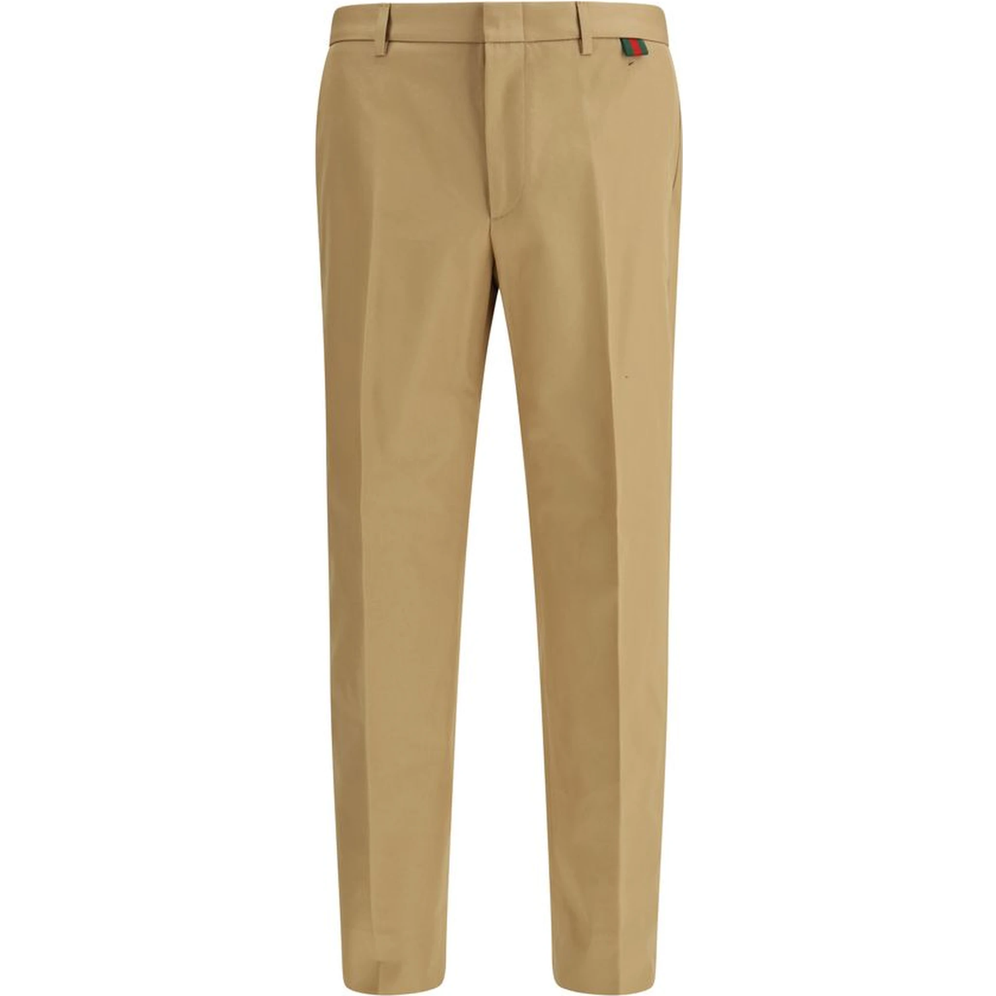 Beige Cotton Casual Pants
