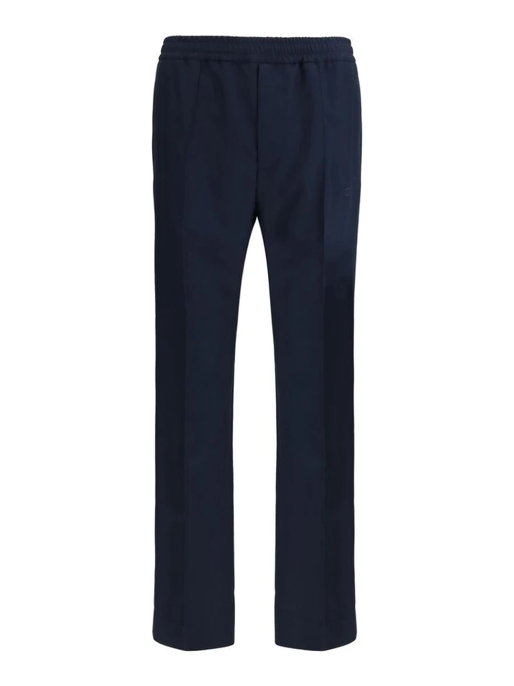 Blue Polyester Casual Pants