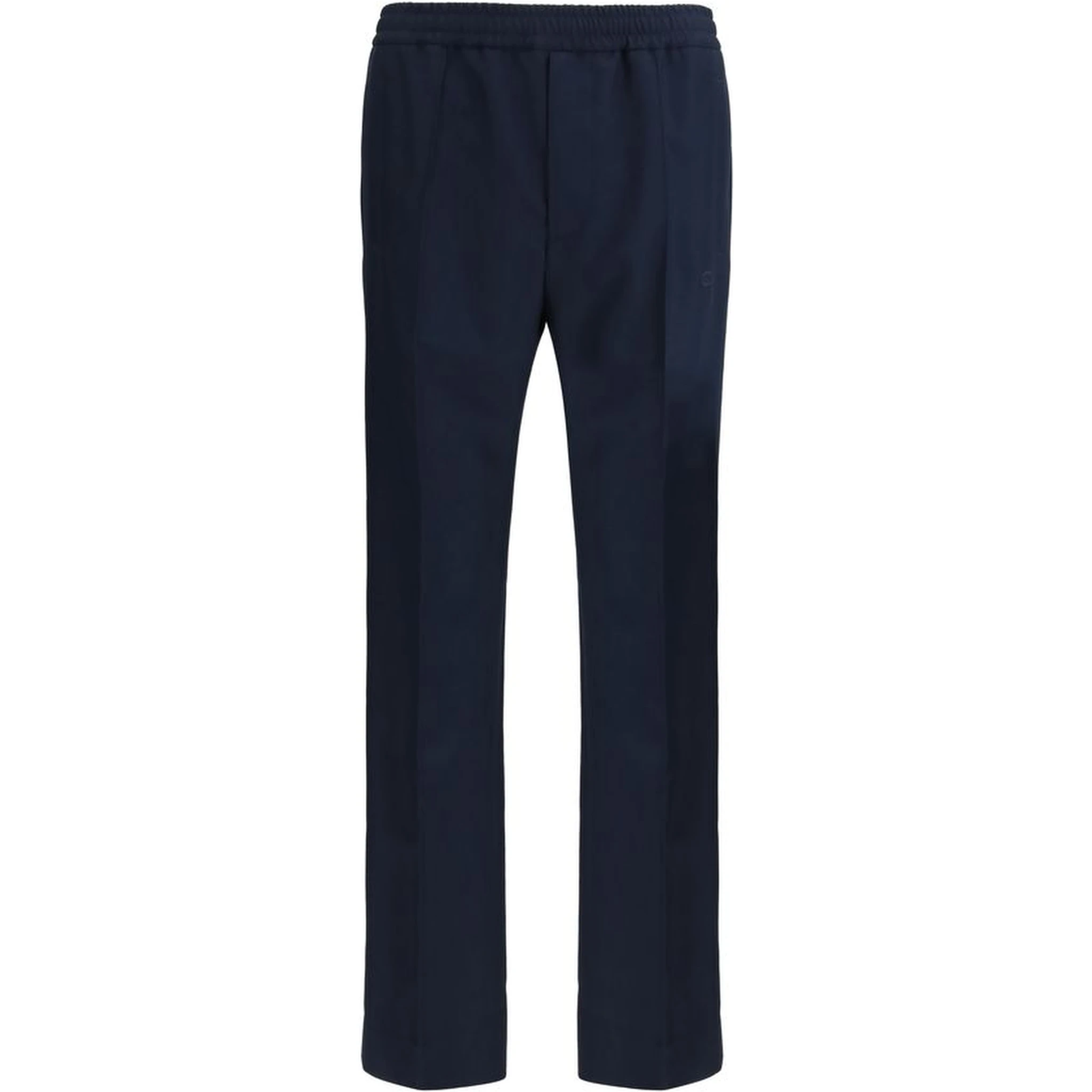 Blue Polyester Casual Pants