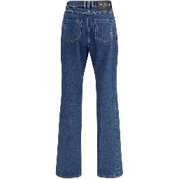 Blue Cotton Straight-Leg Jeans