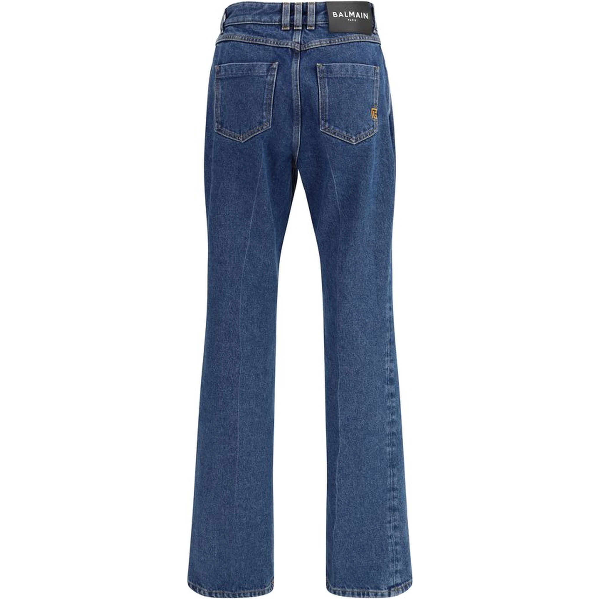 Blue Cotton Straight-Leg Jeans