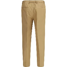 Beige Cotton Casual Pants