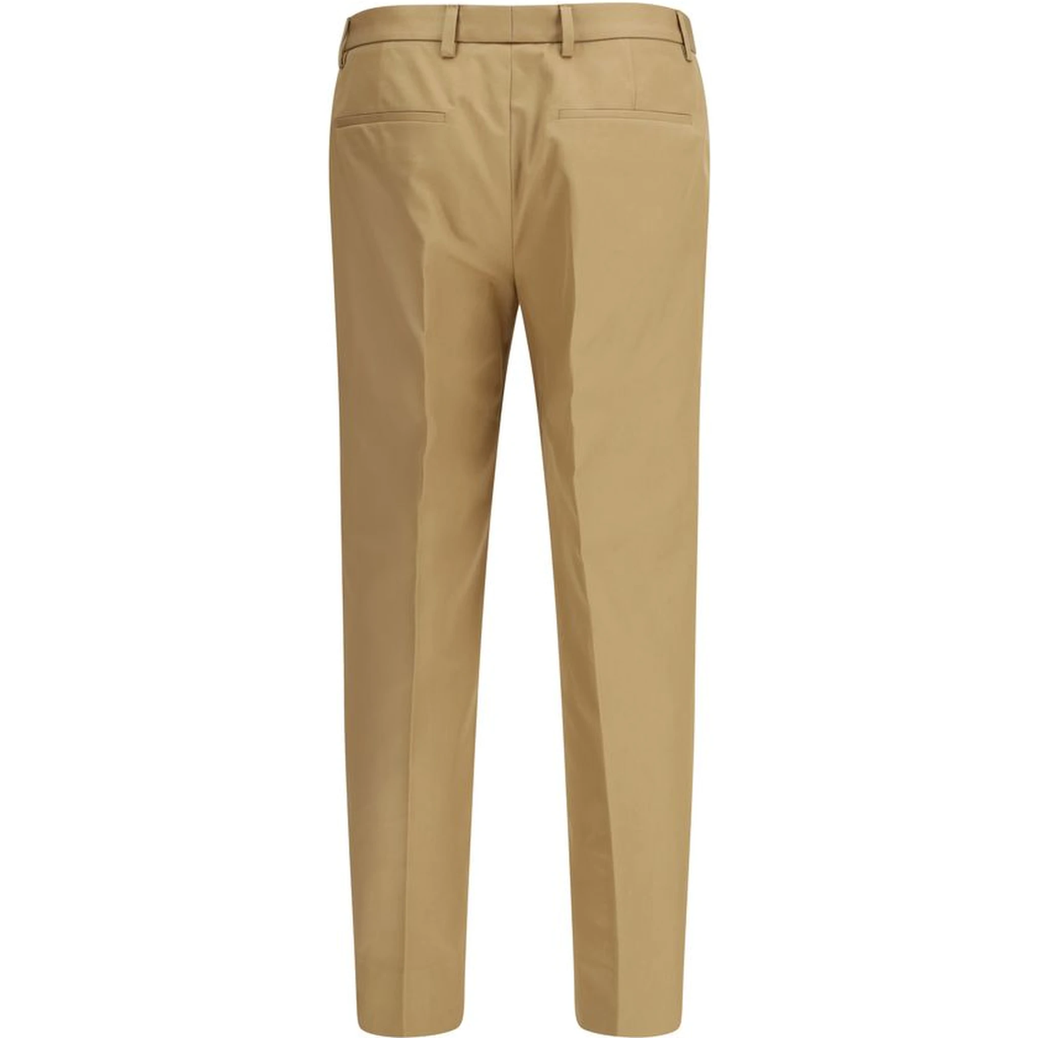 Beige Cotton Casual Pants