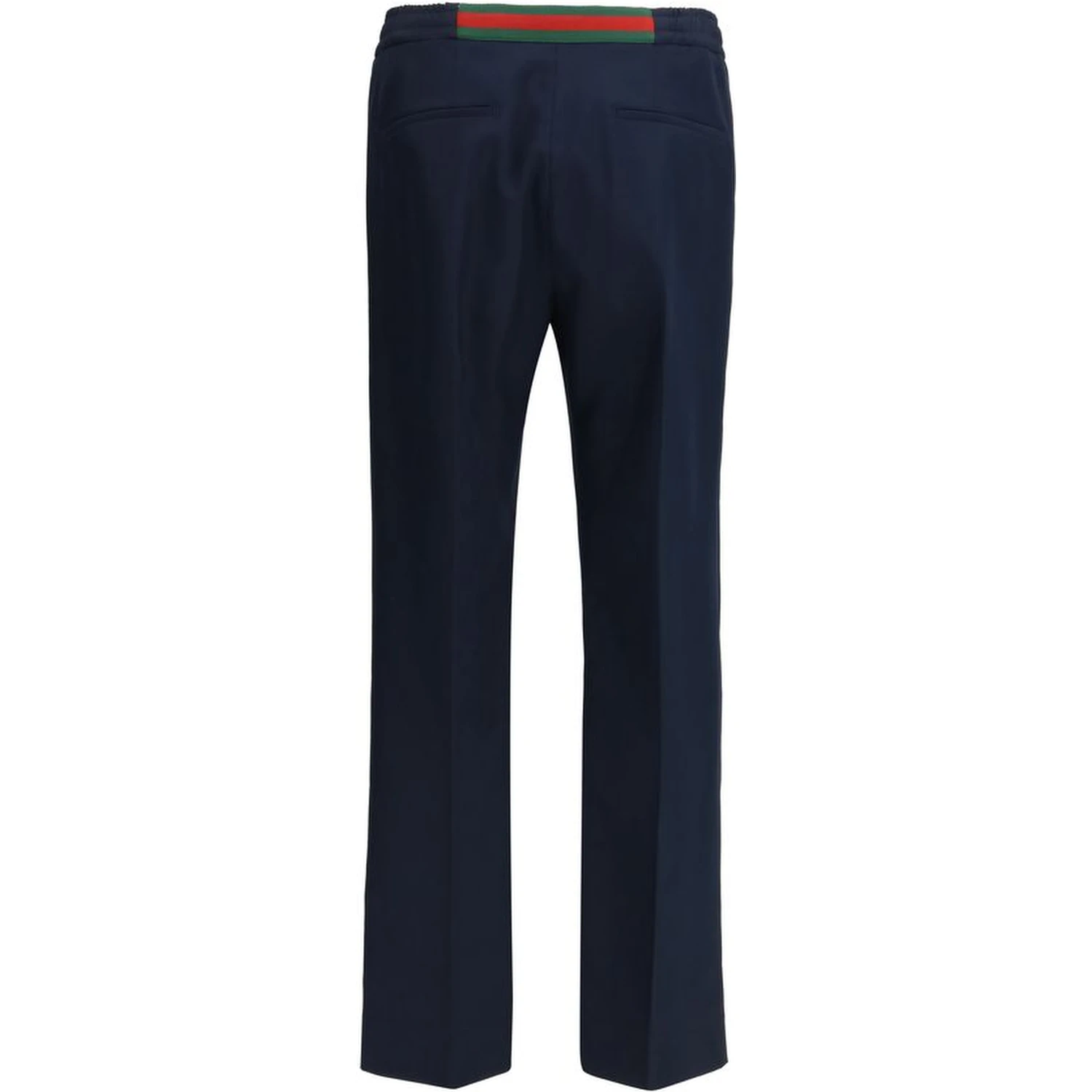 Blue Polyester Casual Pants