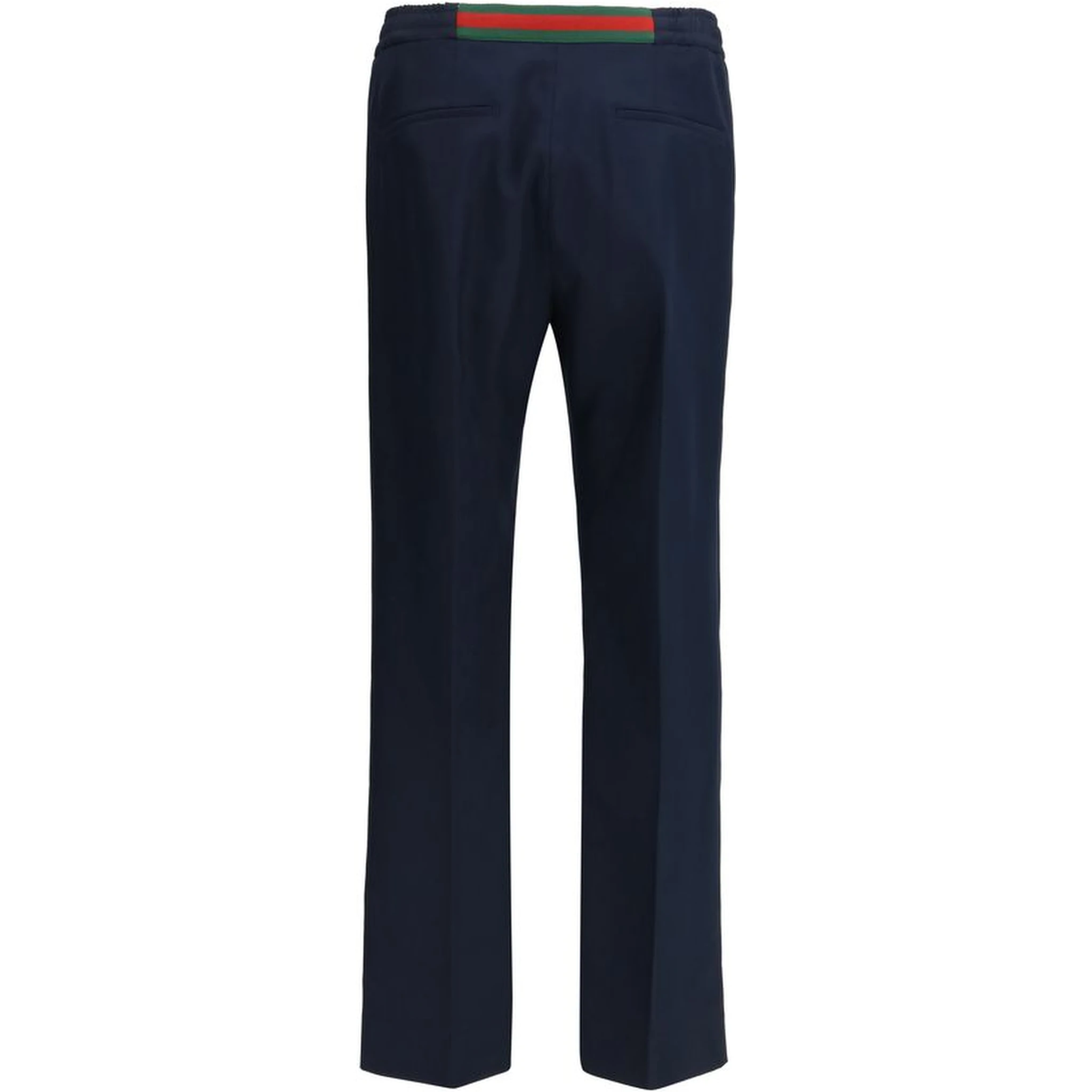 Blue Polyester Casual Pants