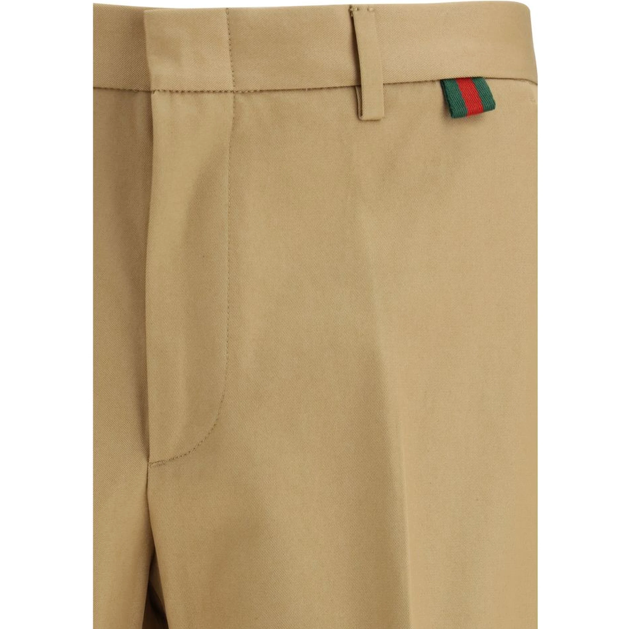 Beige Cotton Casual Pants
