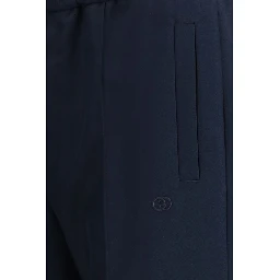Blue Polyester Casual Pants