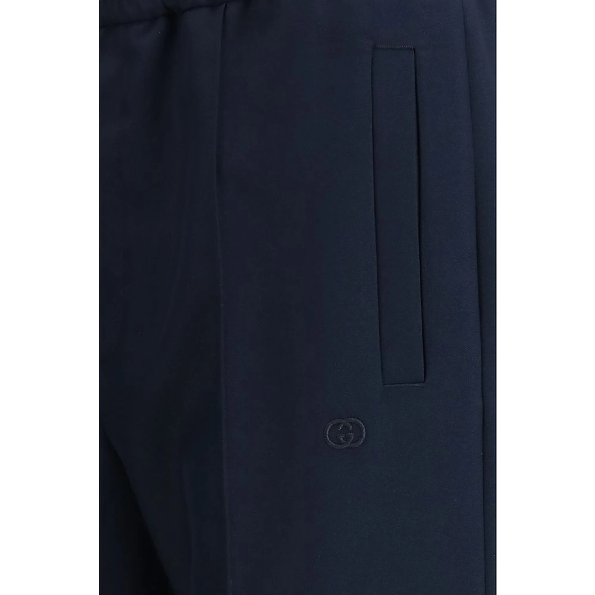 Blue Polyester Casual Pants