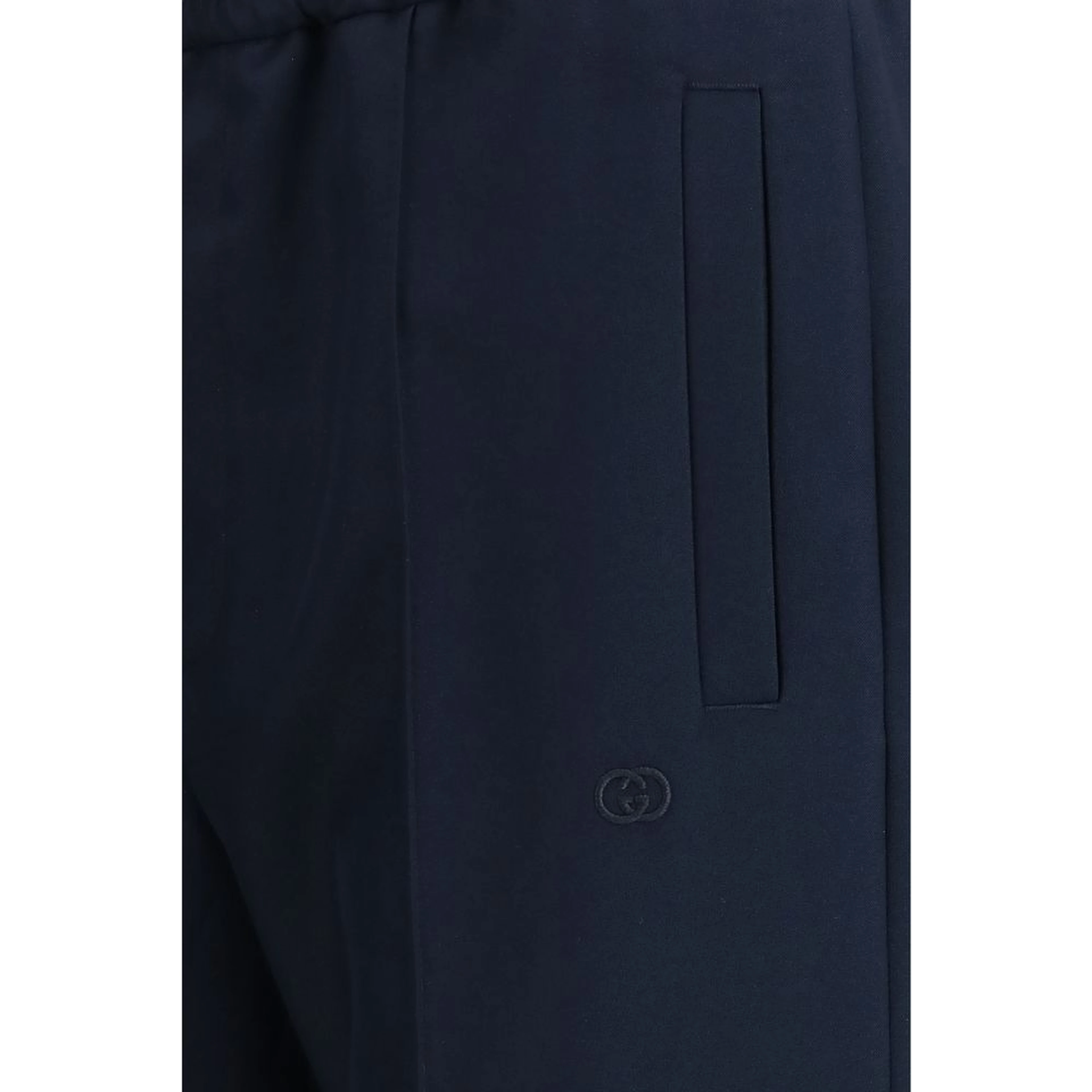 Blue Polyester Casual Pants