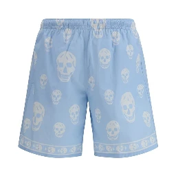 Light Blue Polyamide Bermuda Shorts