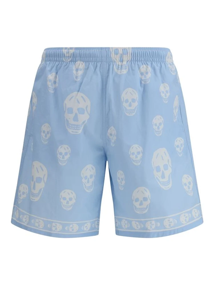 Light Blue Polyamide Bermuda Shorts