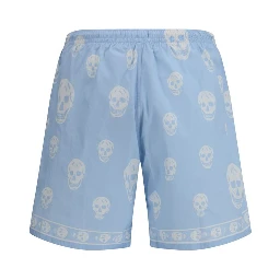 Light Blue Polyamide Bermuda Shorts