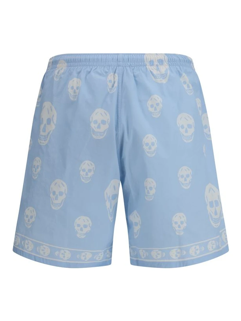 Light Blue Polyamide Bermuda Shorts