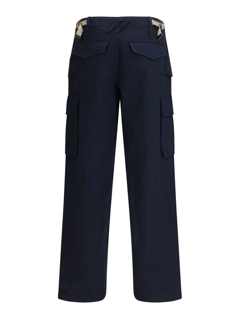 Blue Cotton Cargo Pants