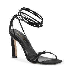 Black Satin Strap-On Sandals