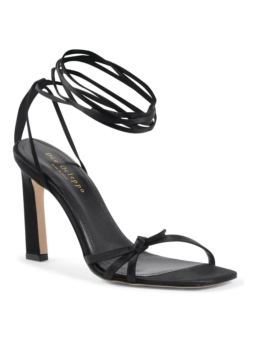 Black Satin Strap-On Sandals