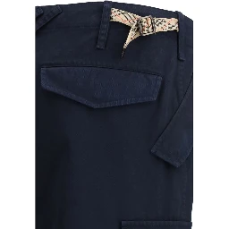 Blue Cotton Cargo Pants