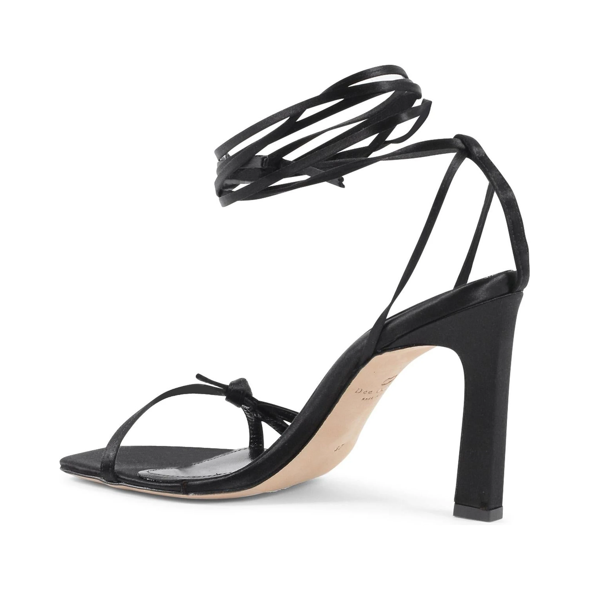 Black Satin Strap-On Sandals