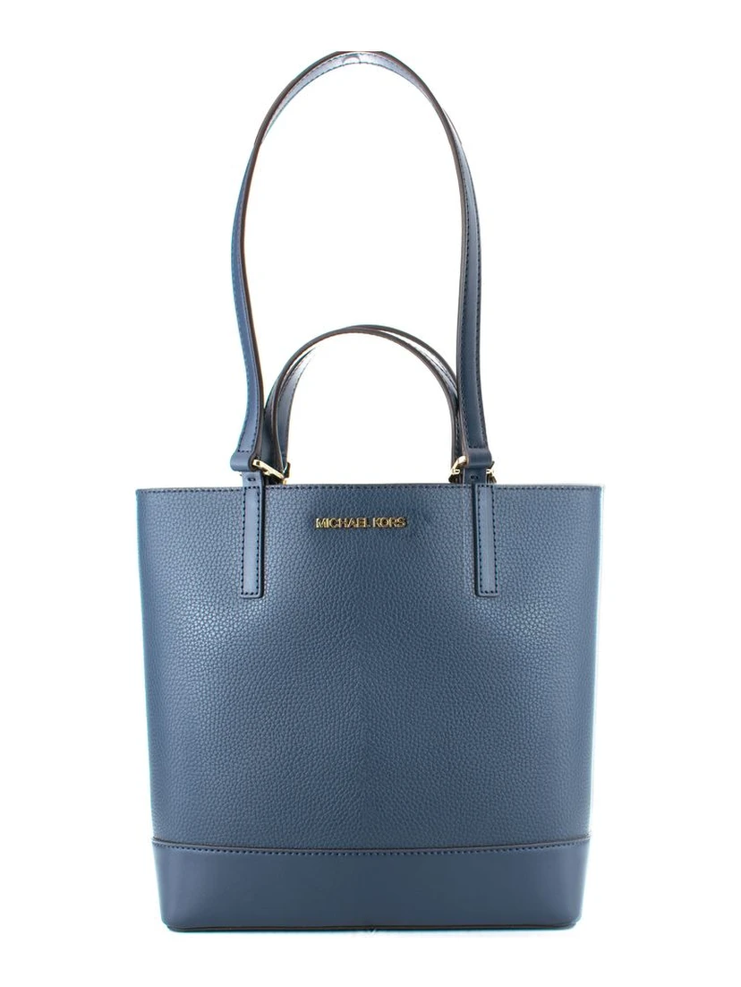 Blue Leather Tote Bag