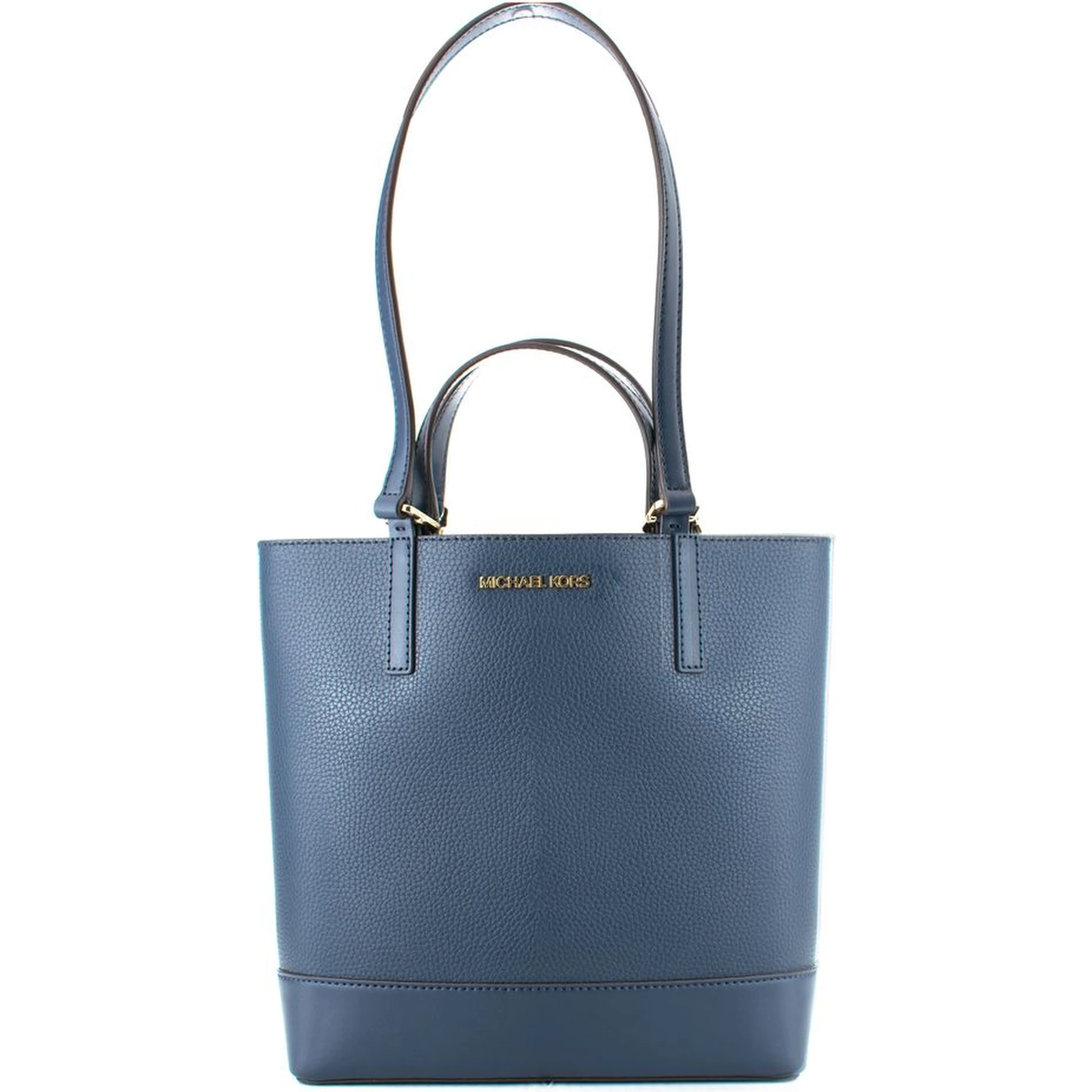 Blue Leather Tote Bag