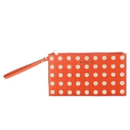 Orange Leather Clutch Bag