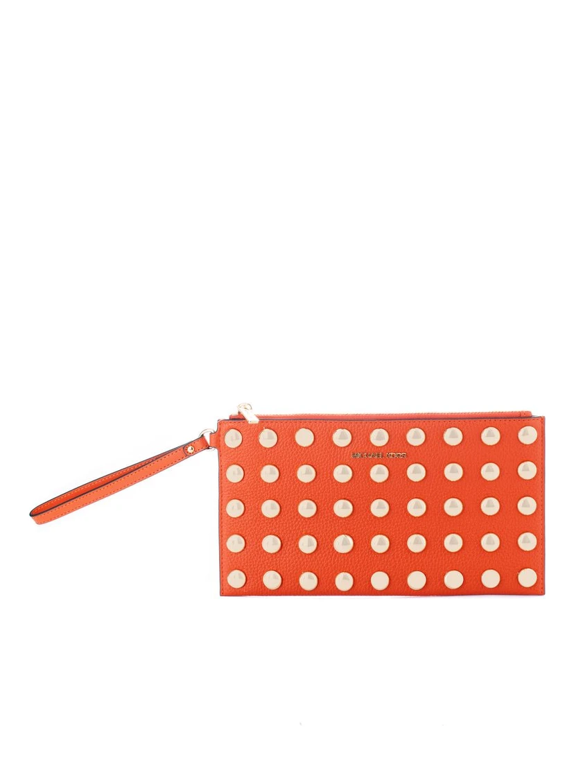 Orange Leather Clutch Bag