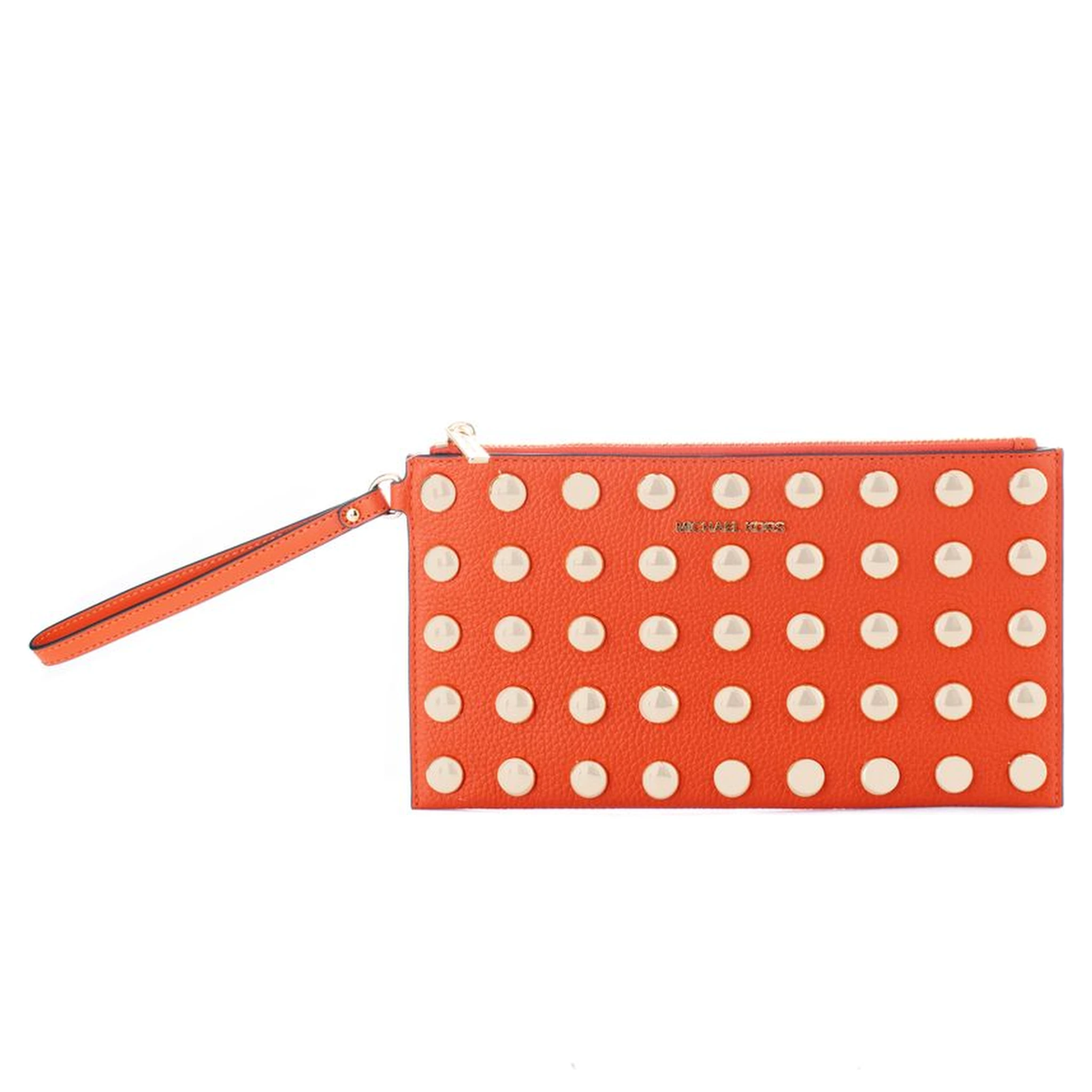 Orange Leather Clutch Bag