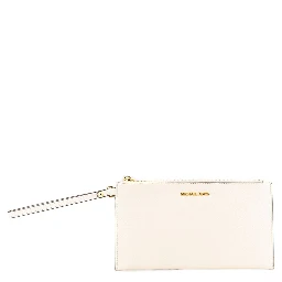 Beige Leather Clutch Bag