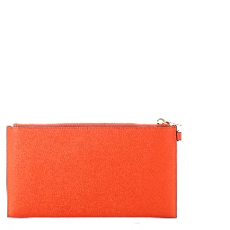 Orange Leather Clutch Bag